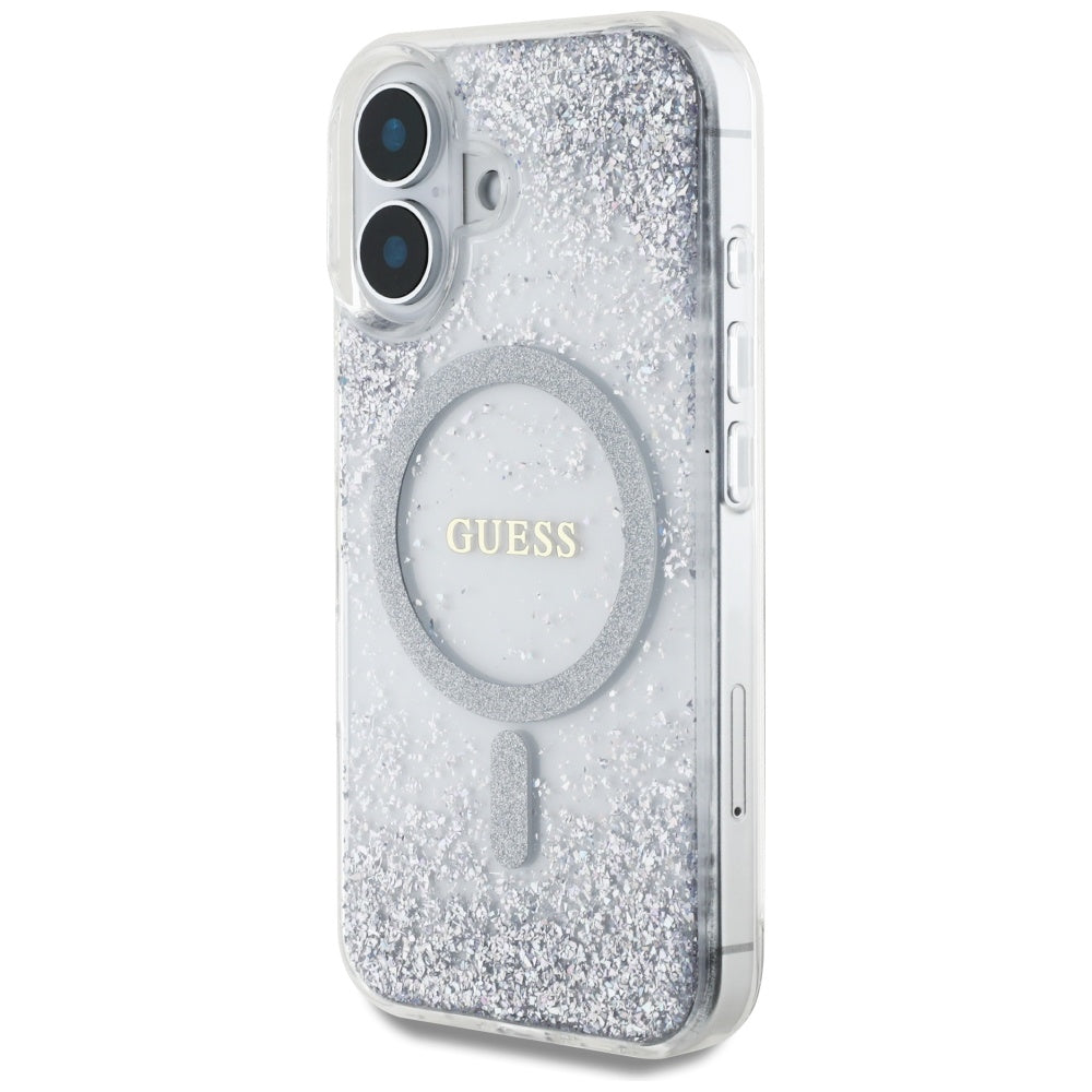 MagSafe-deksel for Apple iPhone 16, Guess, Resin Gradient Glitter, Sølv