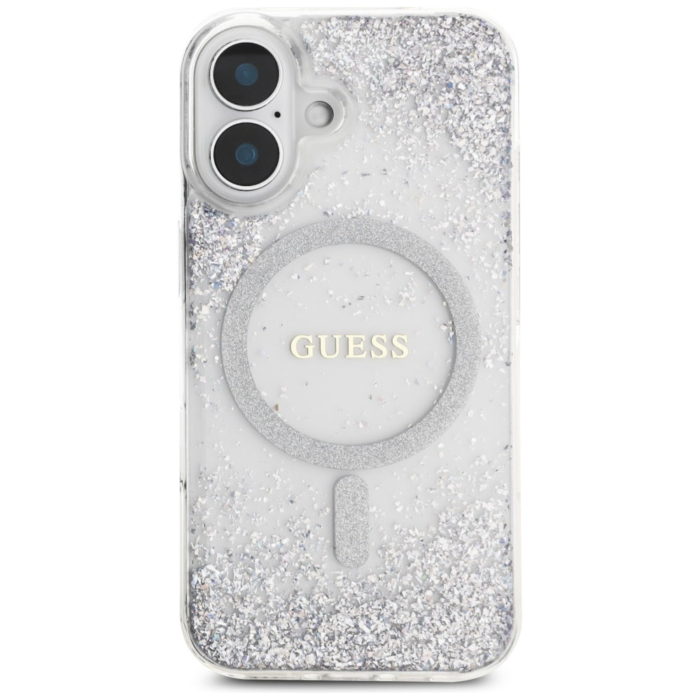 MagSafe-deksel for Apple iPhone 16, Guess, Resin Gradient Glitter, Sølv