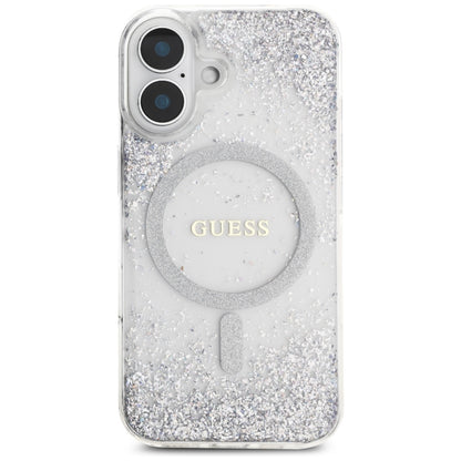 MagSafe-deksel for Apple iPhone 16, Guess, Resin Gradient Glitter, Sølv
