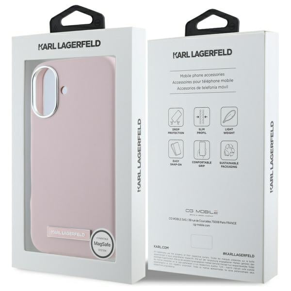 MagSafe-deksel for Apple iPhone 16, Karl Lagerfeld, FW Metal Plate, Rosa