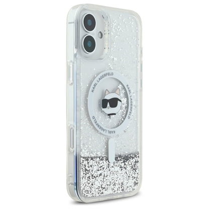 MagSafe-deksel for Apple iPhone 16, Karl Lagerfeld, Glitter Liquid Choupette Head, Gjennomsiktig