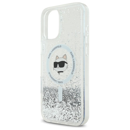 MagSafe-deksel for Apple iPhone 16, Karl Lagerfeld, Glitter Liquid Choupette Head, Gjennomsiktig