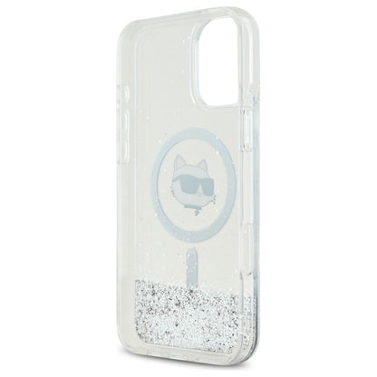 MagSafe-deksel for Apple iPhone 16, Karl Lagerfeld, Glitter Liquid Choupette Head, Gjennomsiktig