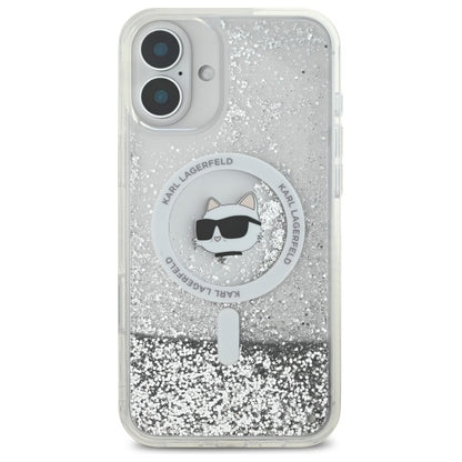 MagSafe-deksel for Apple iPhone 16, Karl Lagerfeld, Glitter Liquid Choupette Head, Gjennomsiktig