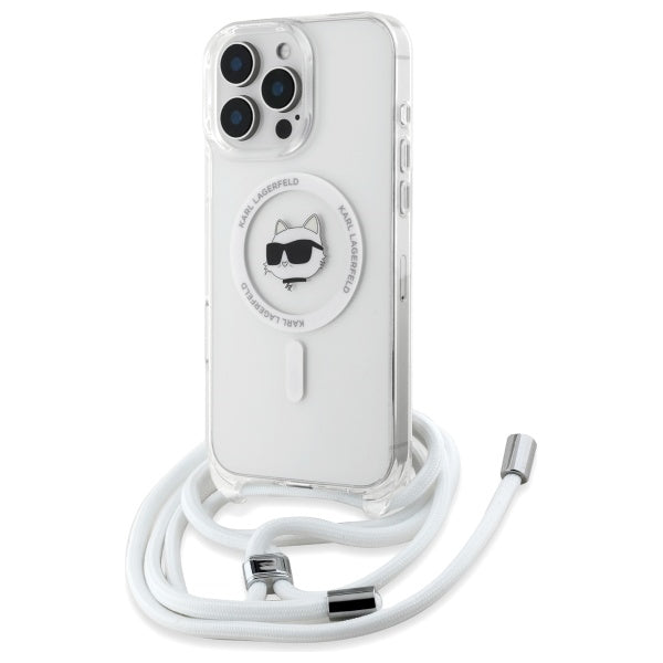 MagSafe deksel for Apple iPhone 16, Karl Lagerfeld, IML Crossbody Choupette's Head with Strap, Gjennomsiktig