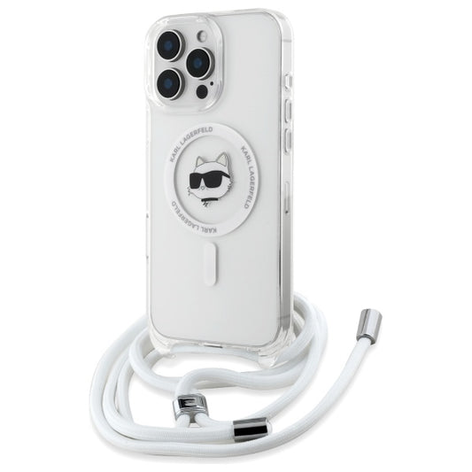 MagSafe deksel for Apple iPhone 16, Karl Lagerfeld, IML Crossbody Choupette's Head with Strap, Gjennomsiktig