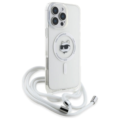 MagSafe deksel for Apple iPhone 16, Karl Lagerfeld, IML Crossbody Choupette's Head with Strap, Gjennomsiktig