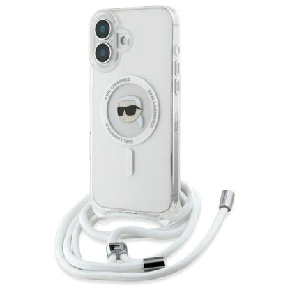 MagSafe-deksel for Apple iPhone 16, Karl Lagerfeld, IML Crossbody Karl's Head, Gjennomsiktig