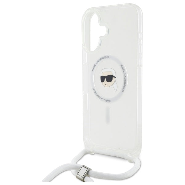 MagSafe-deksel for Apple iPhone 16, Karl Lagerfeld, IML Crossbody Karl's Head, Gjennomsiktig