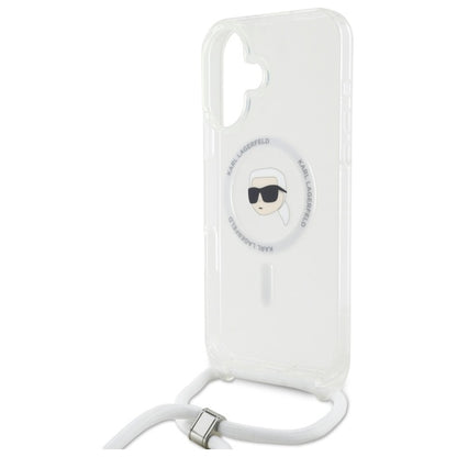 MagSafe-deksel for Apple iPhone 16, Karl Lagerfeld, IML Crossbody Karl's Head, Gjennomsiktig