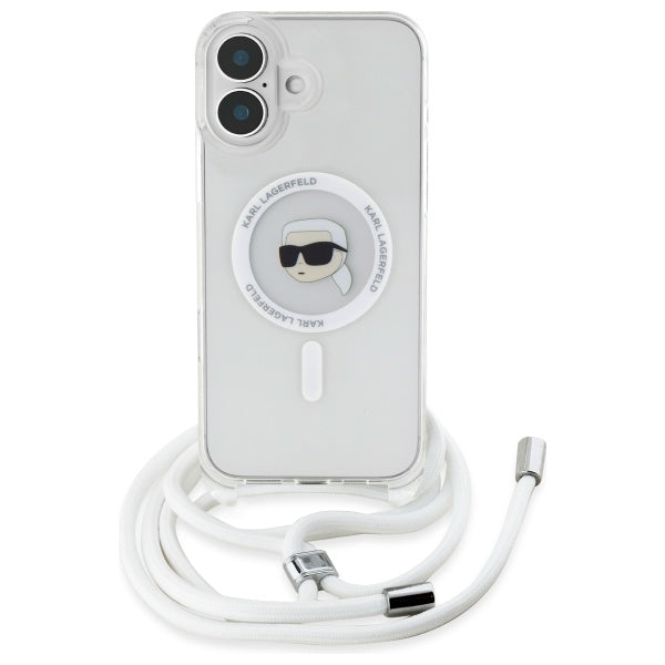 MagSafe-deksel for Apple iPhone 16, Karl Lagerfeld, IML Crossbody Karl's Head, Gjennomsiktig