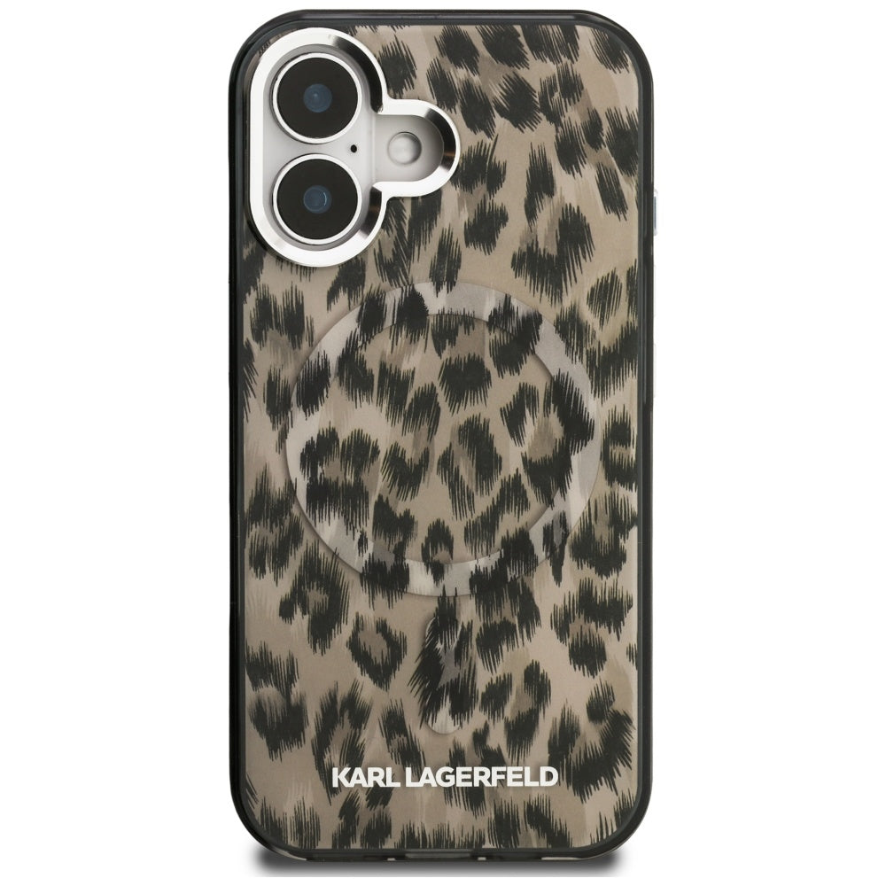 MagSafe-deksel for Apple iPhone 16, Karl Lagerfeld, IML Leopard-mønster, Brun