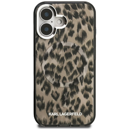 MagSafe-deksel for Apple iPhone 16, Karl Lagerfeld, IML Leopard-mønster, Brun
