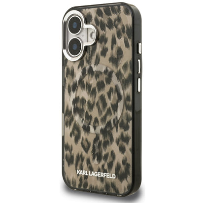MagSafe-deksel for Apple iPhone 16, Karl Lagerfeld, IML Leopard-mønster, Brun