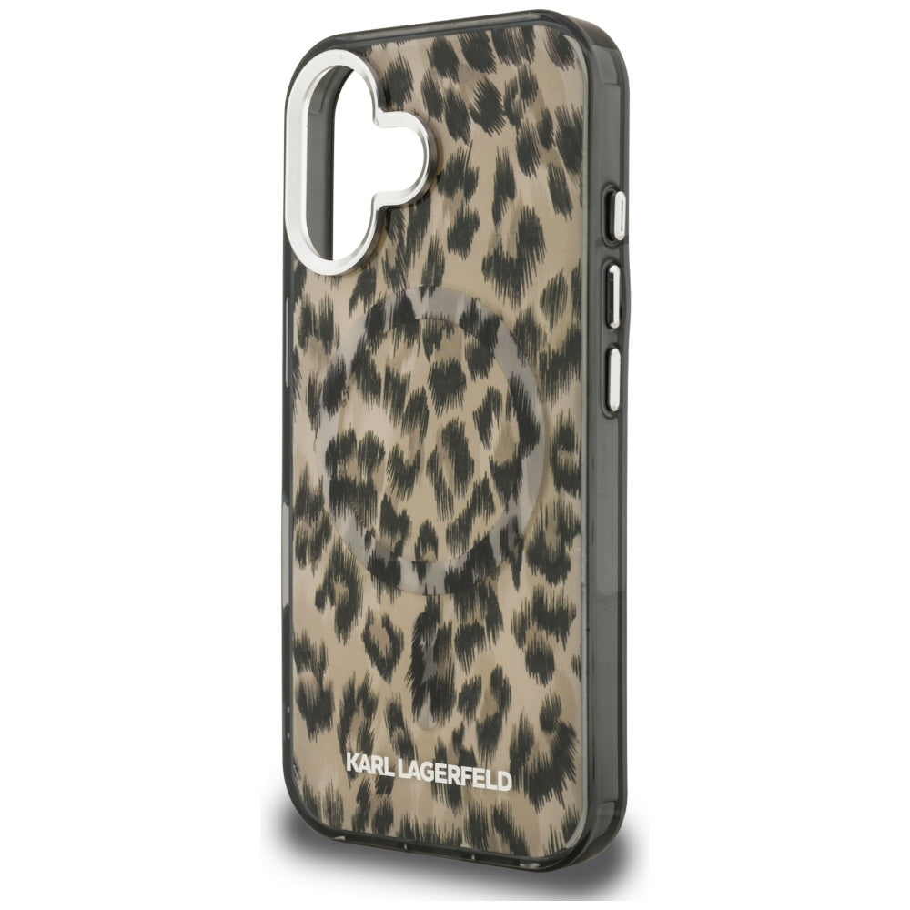 MagSafe-deksel for Apple iPhone 16, Karl Lagerfeld, IML Leopard-mønster, Brun