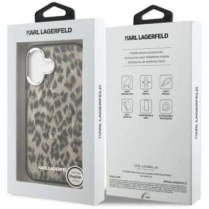 MagSafe-deksel for Apple iPhone 16, Karl Lagerfeld, IML Leopard-mønster, Brun
