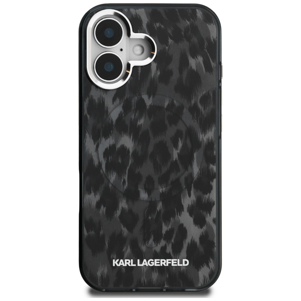 MagSafe-deksel for Apple iPhone 16, Karl Lagerfeld, IML Leopard-mønster, Svart