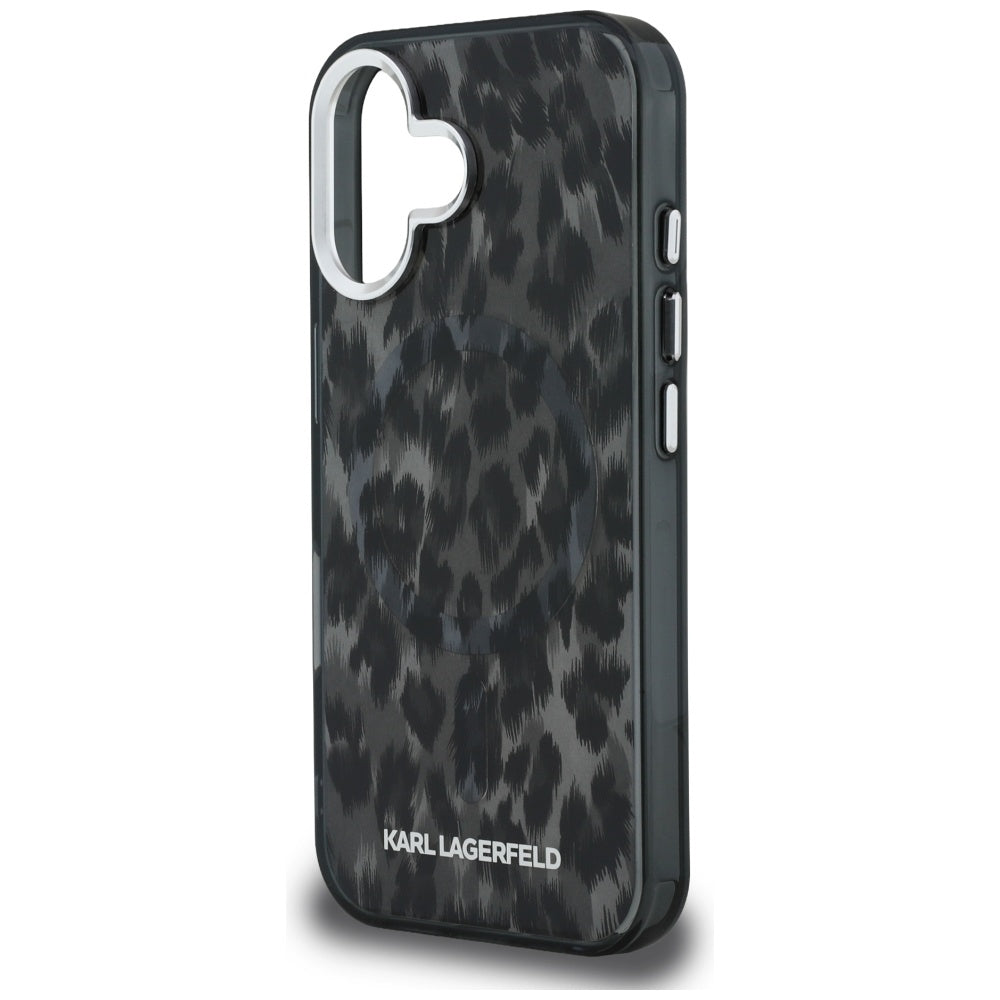 MagSafe-deksel for Apple iPhone 16, Karl Lagerfeld, IML Leopard-mønster, Svart