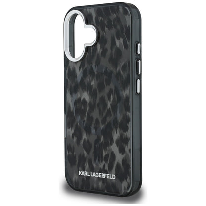 MagSafe-deksel for Apple iPhone 16, Karl Lagerfeld, IML Leopard-mønster, Svart