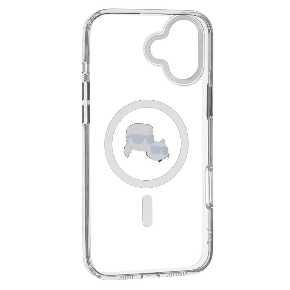 MagSafe-deksel for Apple iPhone 16, Karl Lagerfeld, IML Metal Karl & Choupette's Heads, Hvit
