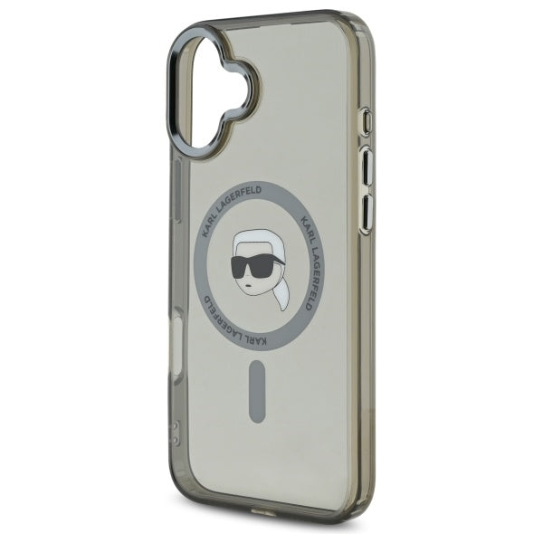 MagSafe-deksel for Apple iPhone 16, Karl Lagerfeld, IML Metal Karl's Head, Svart