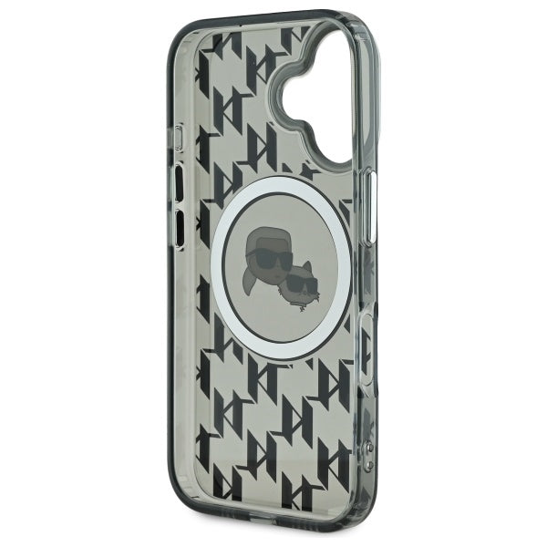 MagSafe-deksel for Apple iPhone 16, Karl Lagerfeld, IML Monogram Karl & Choupette's Heads, Svart