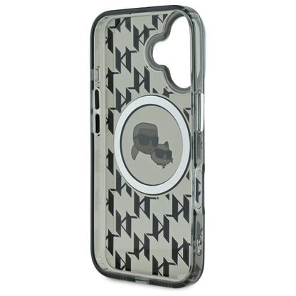 MagSafe-deksel for Apple iPhone 16, Karl Lagerfeld, IML Monogram Karl & Choupette's Heads, Svart
