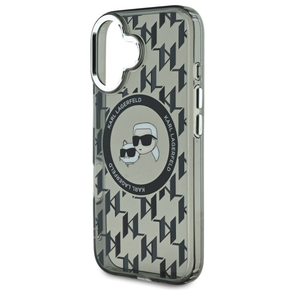 MagSafe-deksel for Apple iPhone 16, Karl Lagerfeld, IML Monogram Karl & Choupette's Heads, Svart