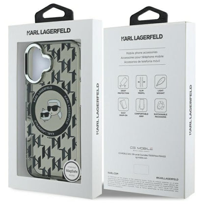 MagSafe-deksel for Apple iPhone 16, Karl Lagerfeld, IML Monogram Karl & Choupette's Heads, Svart