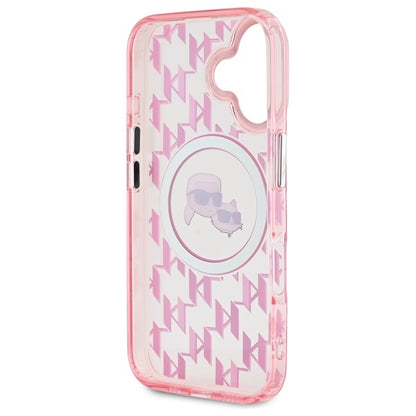 MagSafe-deksel for Apple iPhone 16, Karl Lagerfeld, IML Monogram Karl & Choupette's Heads, Rosa