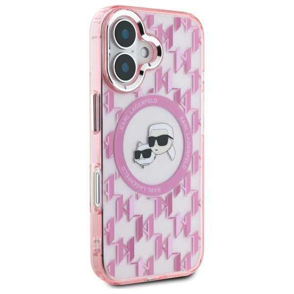 MagSafe-deksel for Apple iPhone 16, Karl Lagerfeld, IML Monogram Karl & Choupette's Heads, Rosa