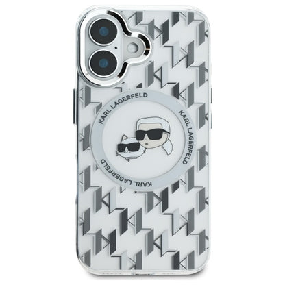 MagSafe-deksel for Apple iPhone 16, Karl Lagerfeld, IML Monogram Karl & Choupette's Heads, Gjennomsiktig