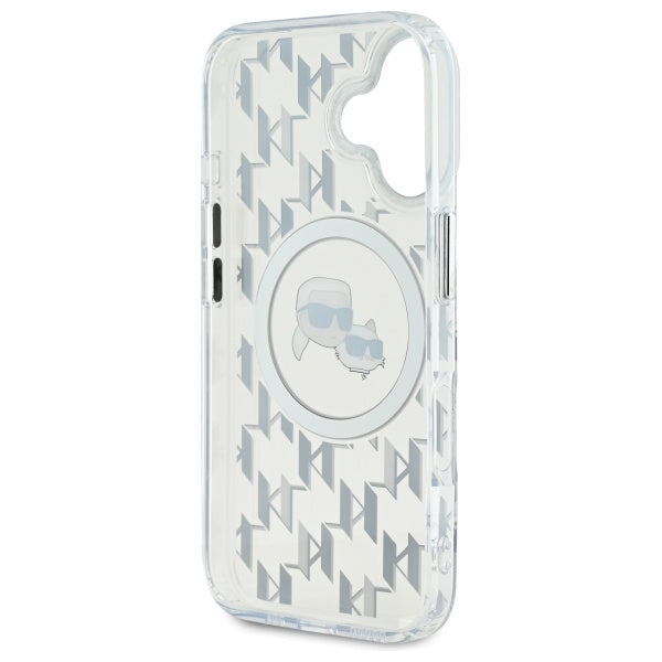 MagSafe-deksel for Apple iPhone 16, Karl Lagerfeld, IML Monogram Karl & Choupette's Heads, Gjennomsiktig