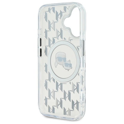 MagSafe-deksel for Apple iPhone 16, Karl Lagerfeld, IML Monogram Karl & Choupette's Heads, Gjennomsiktig