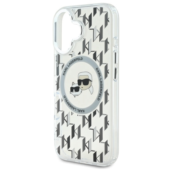 MagSafe-deksel for Apple iPhone 16, Karl Lagerfeld, IML Monogram Karl & Choupette's Heads, Gjennomsiktig