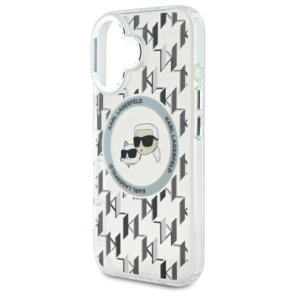 MagSafe-deksel for Apple iPhone 16, Karl Lagerfeld, IML Monogram Karl & Choupette's Heads, Gjennomsiktig