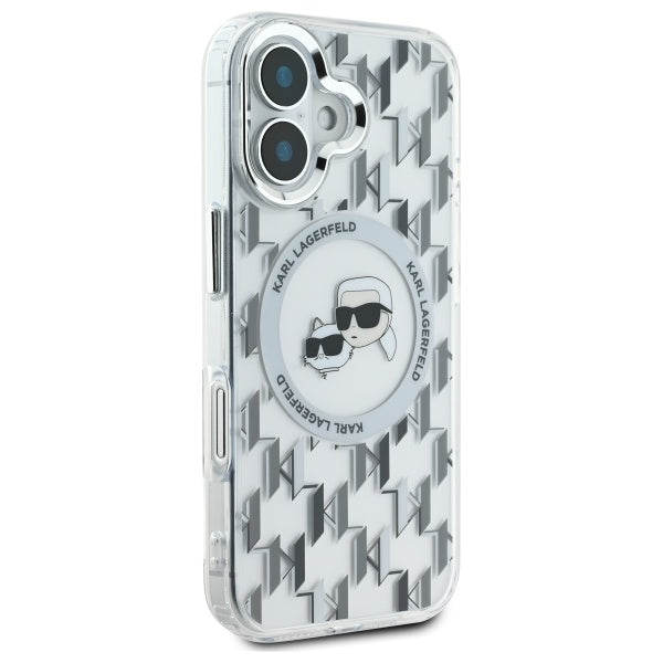 MagSafe-deksel for Apple iPhone 16, Karl Lagerfeld, IML Monogram Karl & Choupette's Heads, Gjennomsiktig