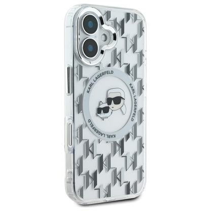 MagSafe-deksel for Apple iPhone 16, Karl Lagerfeld, IML Monogram Karl & Choupette's Heads, Gjennomsiktig