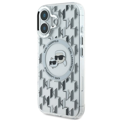 MagSafe-deksel for Apple iPhone 16, Karl Lagerfeld, IML Monogram Karl & Choupette's Heads, Gjennomsiktig