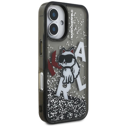MagSafe-deksel for Apple iPhone 16, Karl Lagerfeld, Liquid Glitter Choupette Logo, Svart