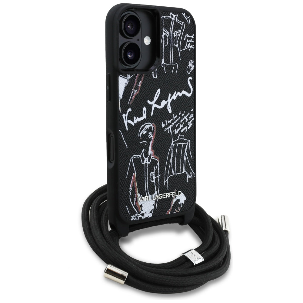 MagSafe-deksel for Apple iPhone 16, Karl Lagerfeld, Saffiano Crossbody, Svart