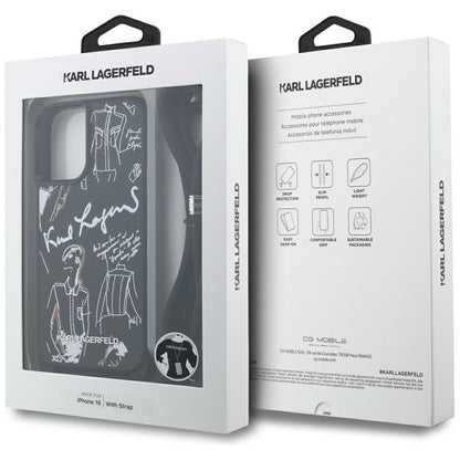 MagSafe-deksel for Apple iPhone 16, Karl Lagerfeld, Saffiano Crossbody, Svart