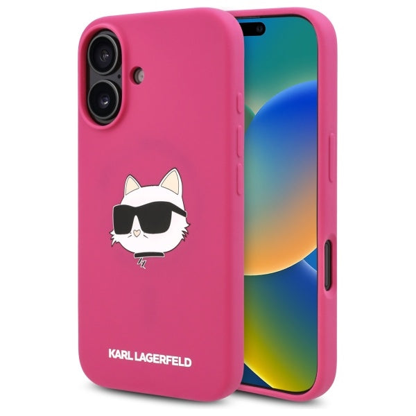 MagSafe deksel for Apple iPhone 16, Karl Lagerfeld, Silicone Choupette's Head, Fuchsia