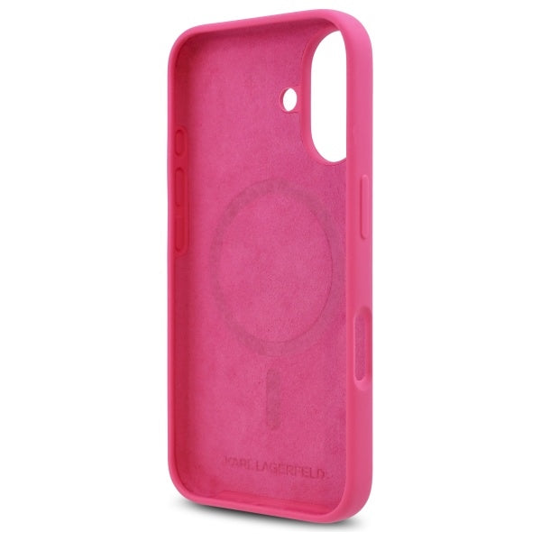 MagSafe deksel for Apple iPhone 16, Karl Lagerfeld, Silicone Choupette's Head, Fuchsia