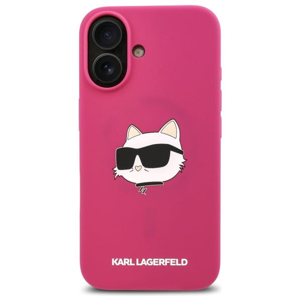 MagSafe deksel for Apple iPhone 16, Karl Lagerfeld, Silicone Choupette's Head, Fuchsia