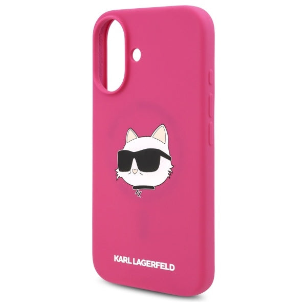 MagSafe deksel for Apple iPhone 16, Karl Lagerfeld, Silicone Choupette's Head, Fuchsia