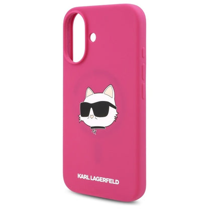 MagSafe deksel for Apple iPhone 16, Karl Lagerfeld, Silicone Choupette's Head, Fuchsia