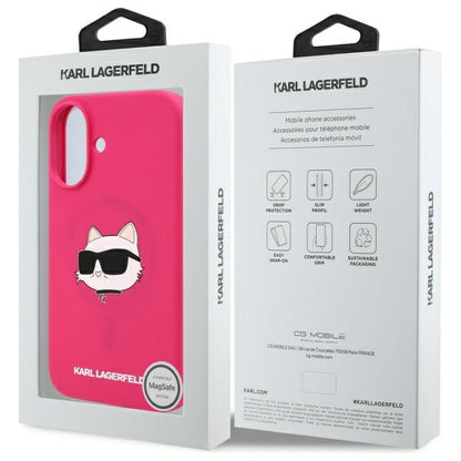 MagSafe deksel for Apple iPhone 16, Karl Lagerfeld, Silicone Choupette's Head, Fuchsia