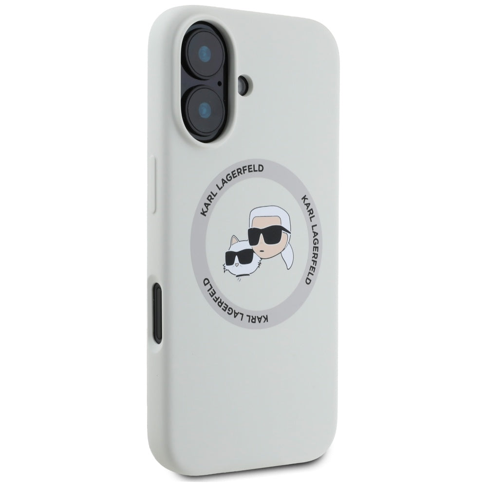 MagSafe-deksel for Apple iPhone 16, Karl Lagerfeld, Silikon Karl & Choupette's Heads, Beige