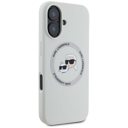 MagSafe-deksel for Apple iPhone 16, Karl Lagerfeld, Silikon Karl & Choupette's Heads, Beige